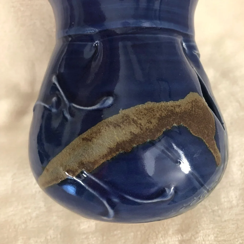 Studio Pottery Candleholder Luminary Lantern Cutouts Bird Design - Artist Signed